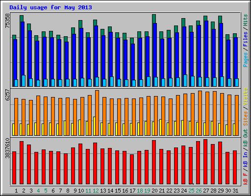Daily usage for May 2013