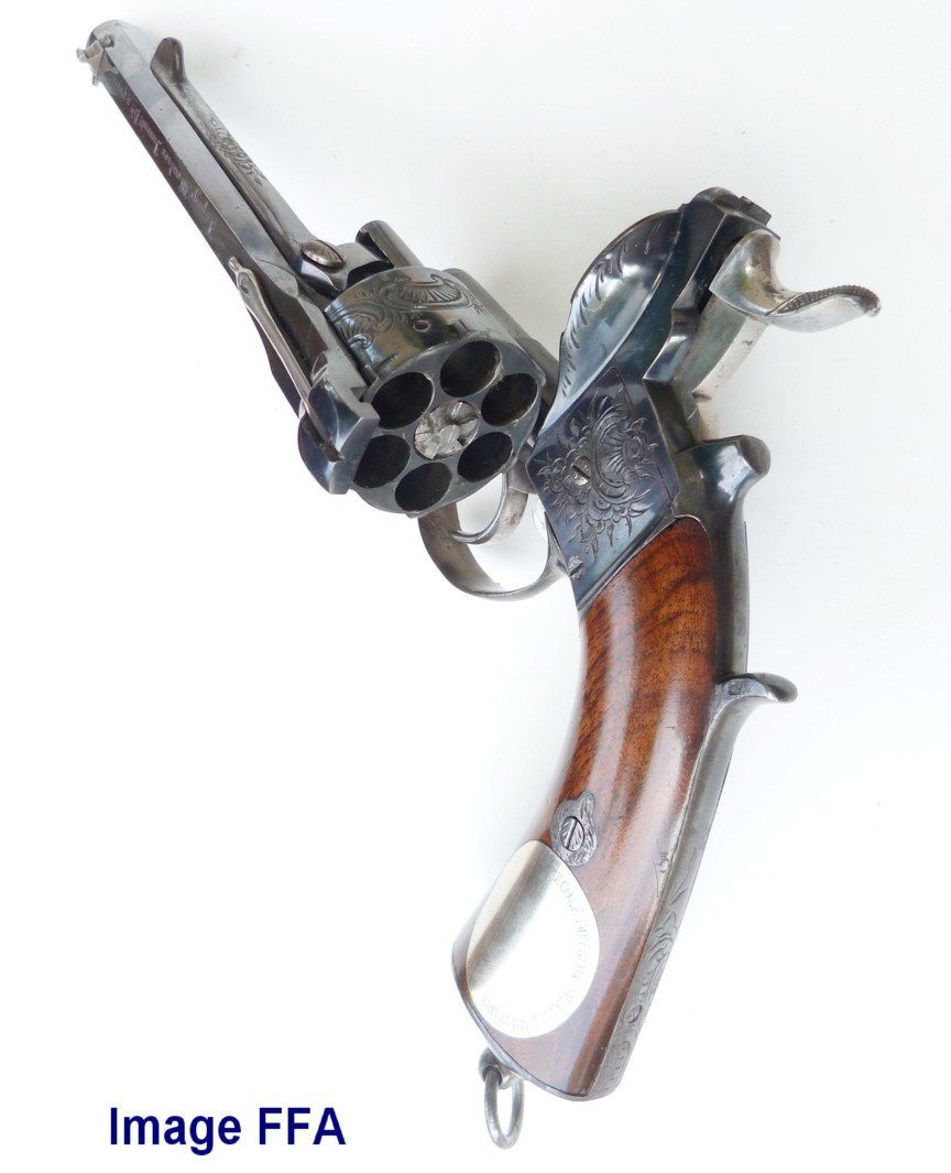 Rare French LePage Moutier Model 1858 9mm Cartridge Revolver