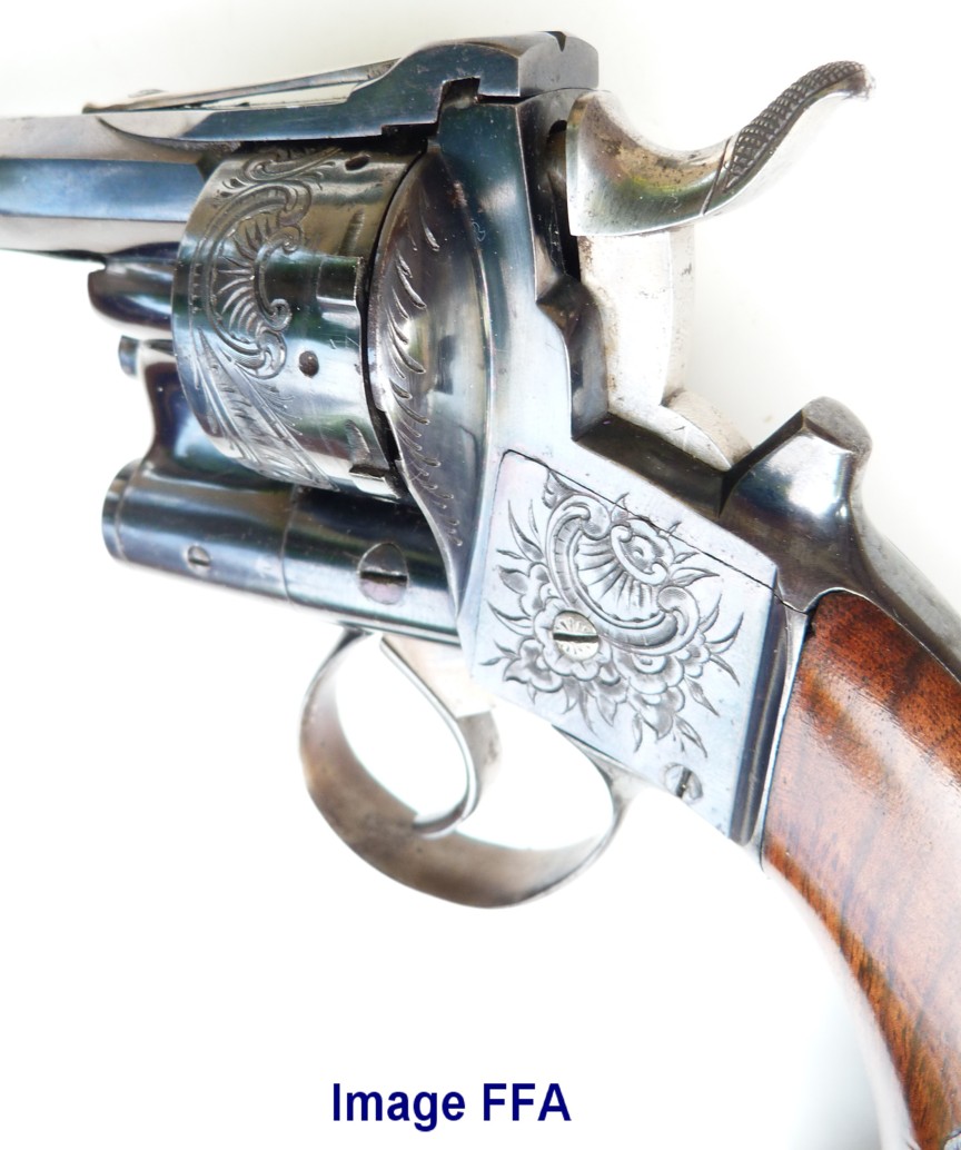 Rare French LePage Moutier Model 1858 9mm Cartridge Revolver