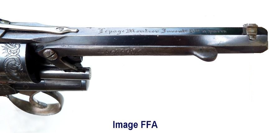 Rare French LePage Moutier Model 1858 9mm Cartridge Revolver