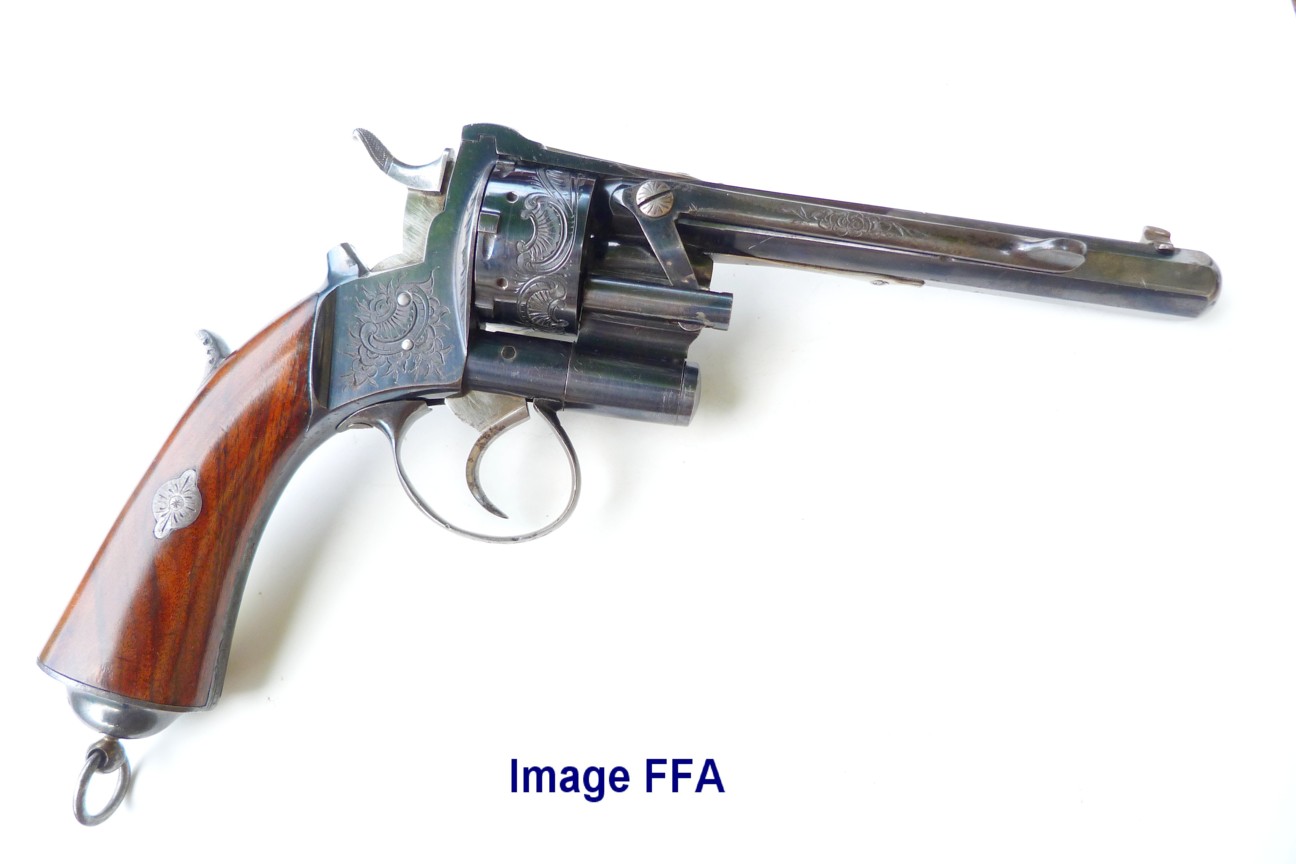 Rare French LePage Moutier Model 1858 9mm Cartridge Revolver